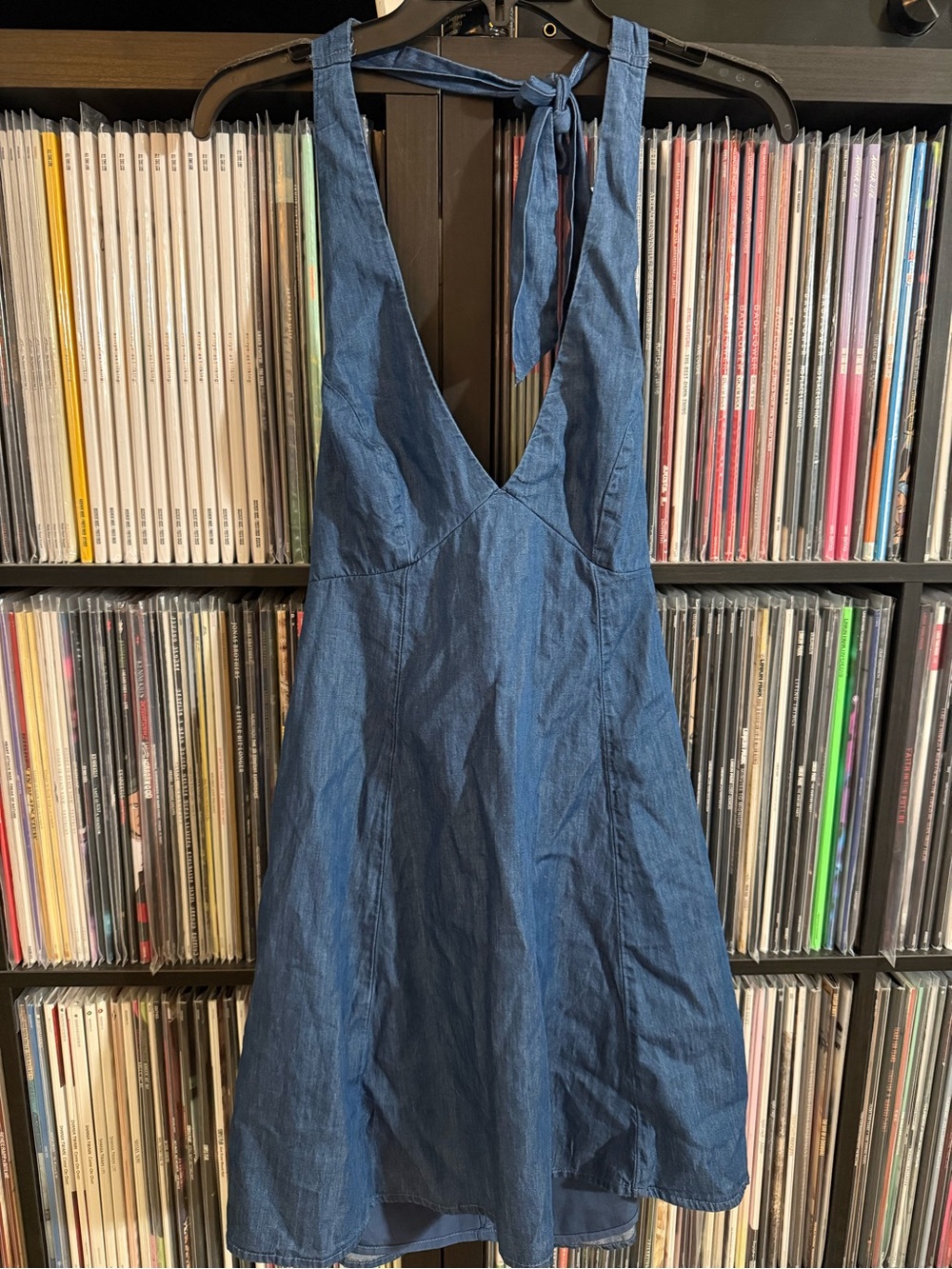 American Eagle Outfitters Women's Blue Halter Denim Dress